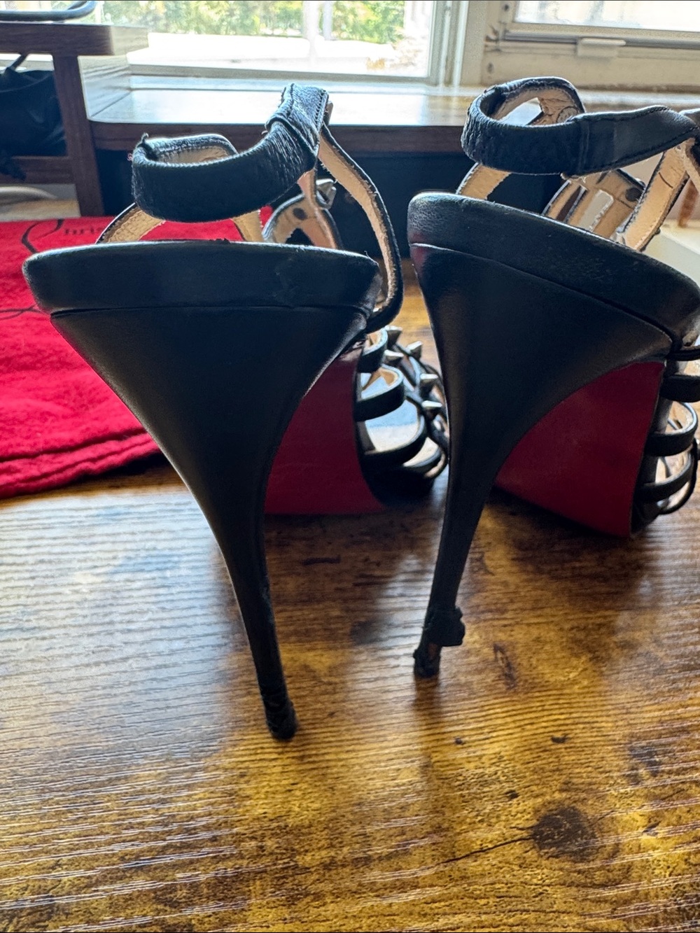 Christian Louboutin Black Studded Cage Stiletto Sandals - Picture 6 of 13
